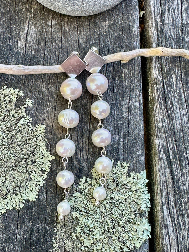 inverted 5 tier freshwater pearl earrings