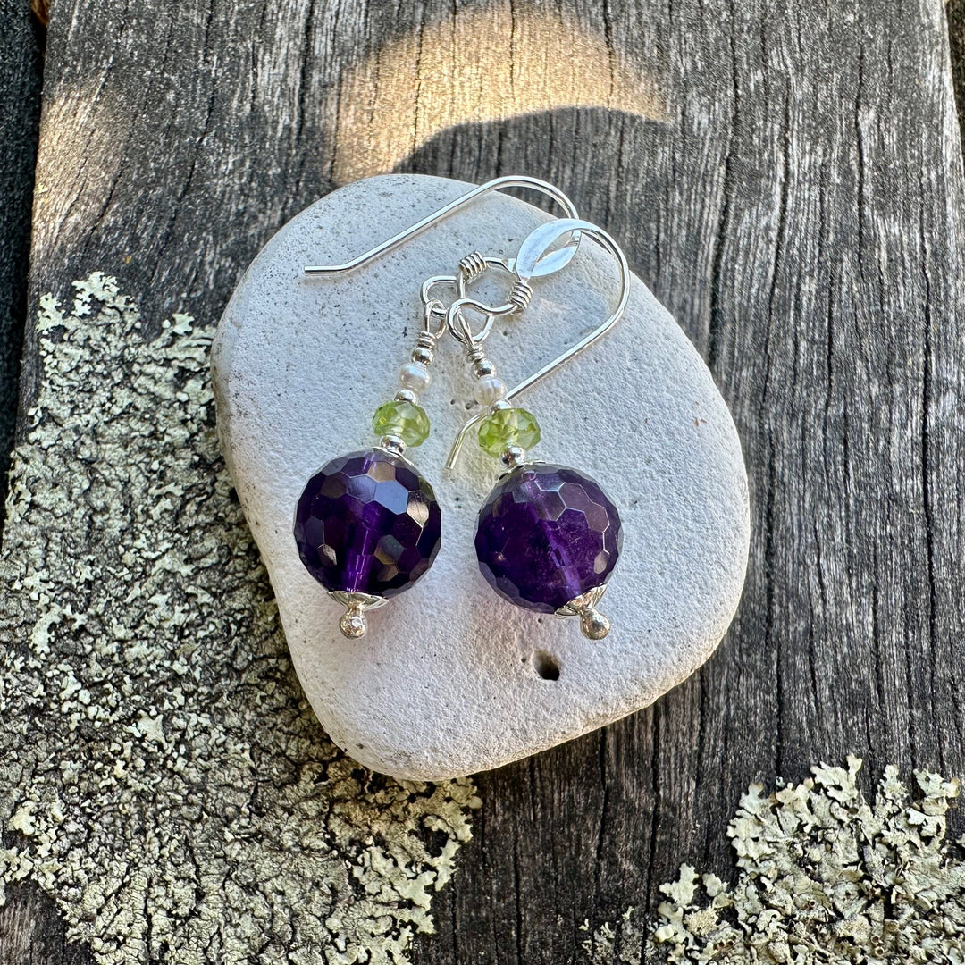 Amethyst & peridot earrings