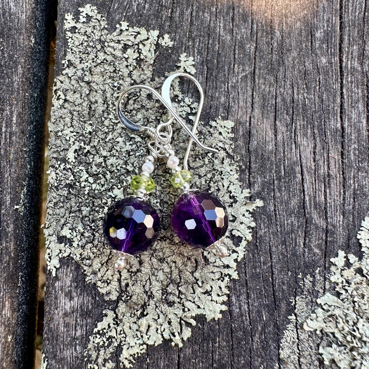 Amethyst & peridot earrings