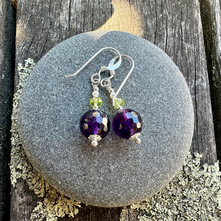 Amethyst & peridot earrings