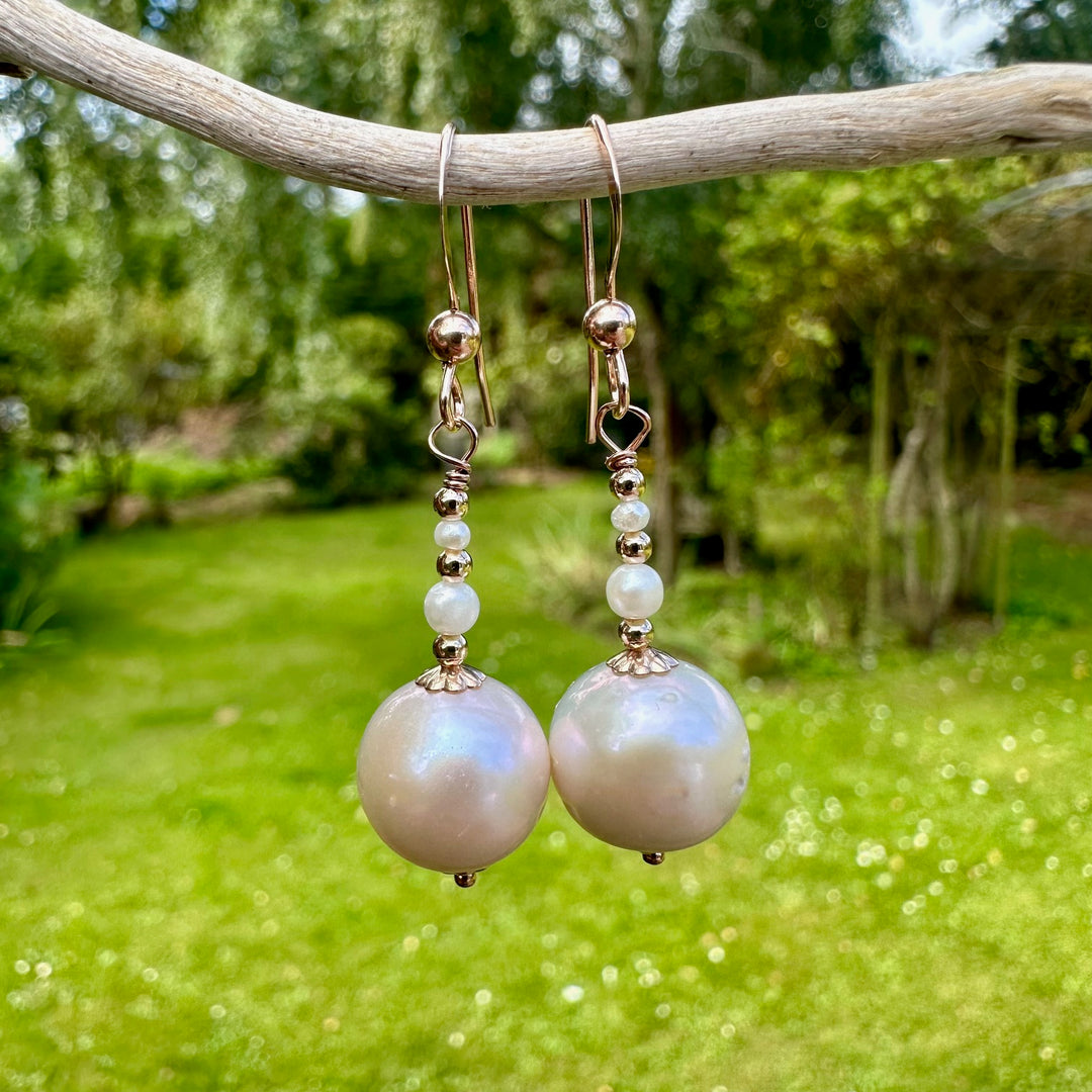cream freshwater pearl earrings