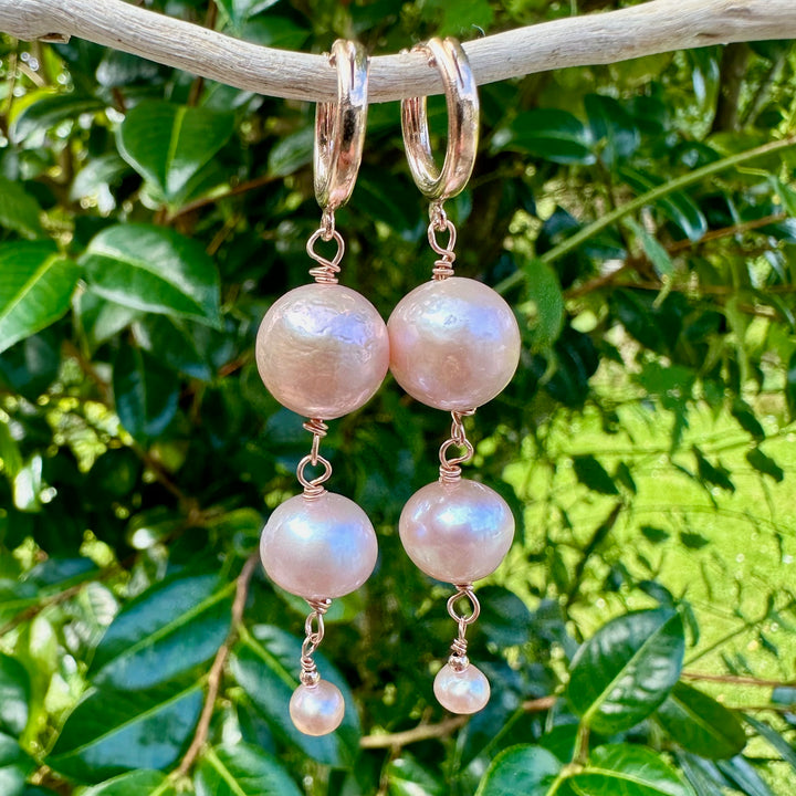 Pink freshwater pearl earrings