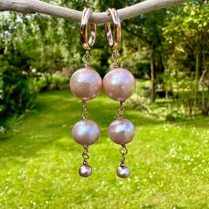 Pink freshwater pearl earrings