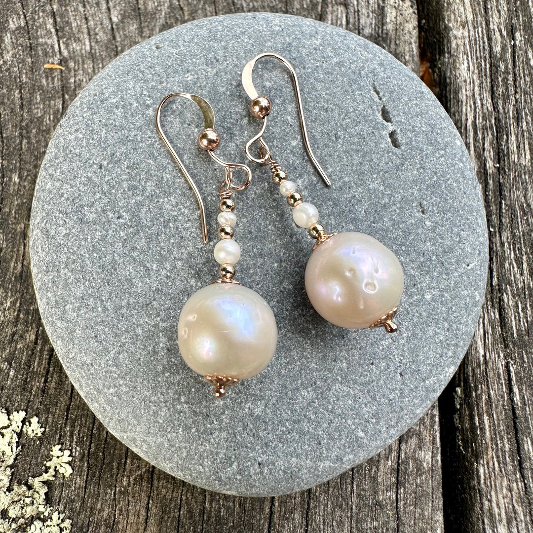 cream freshwater pearl earrings