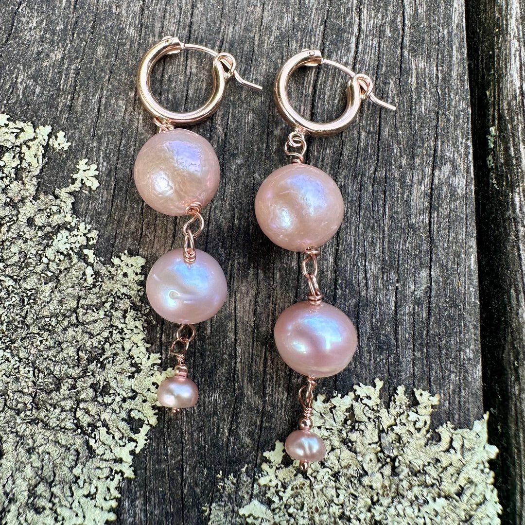 Pink freshwater pearl earrings