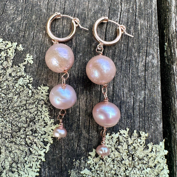 Pink freshwater pearl earrings