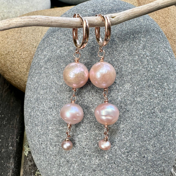 Pink freshwater pearl earrings