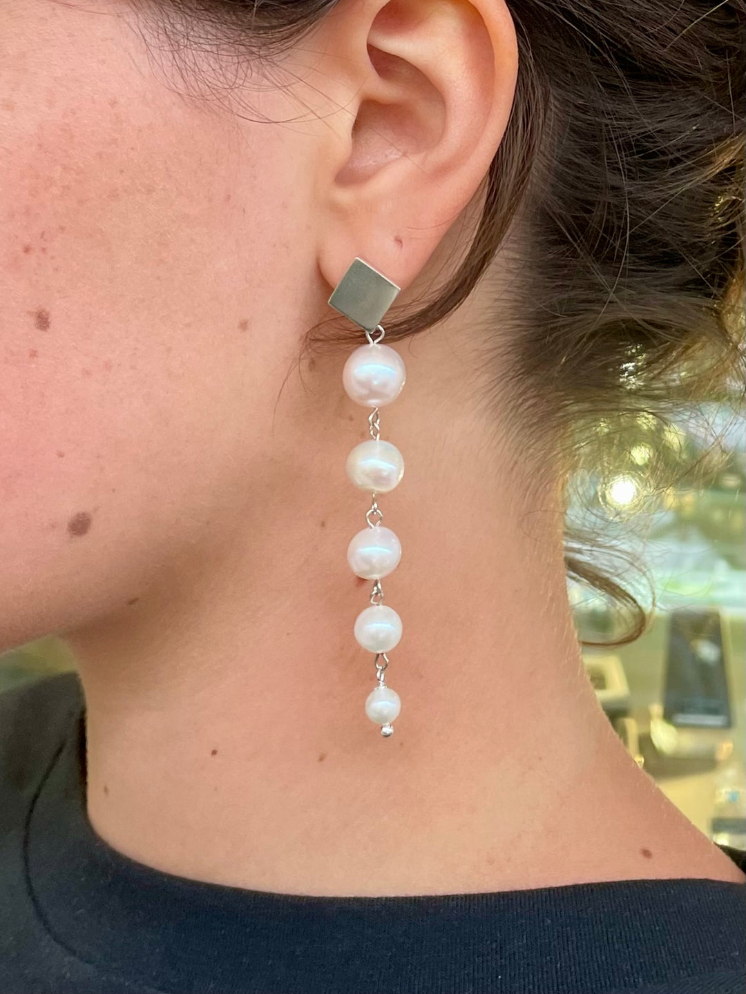 inverted 5 tier freshwater pearl earrings
