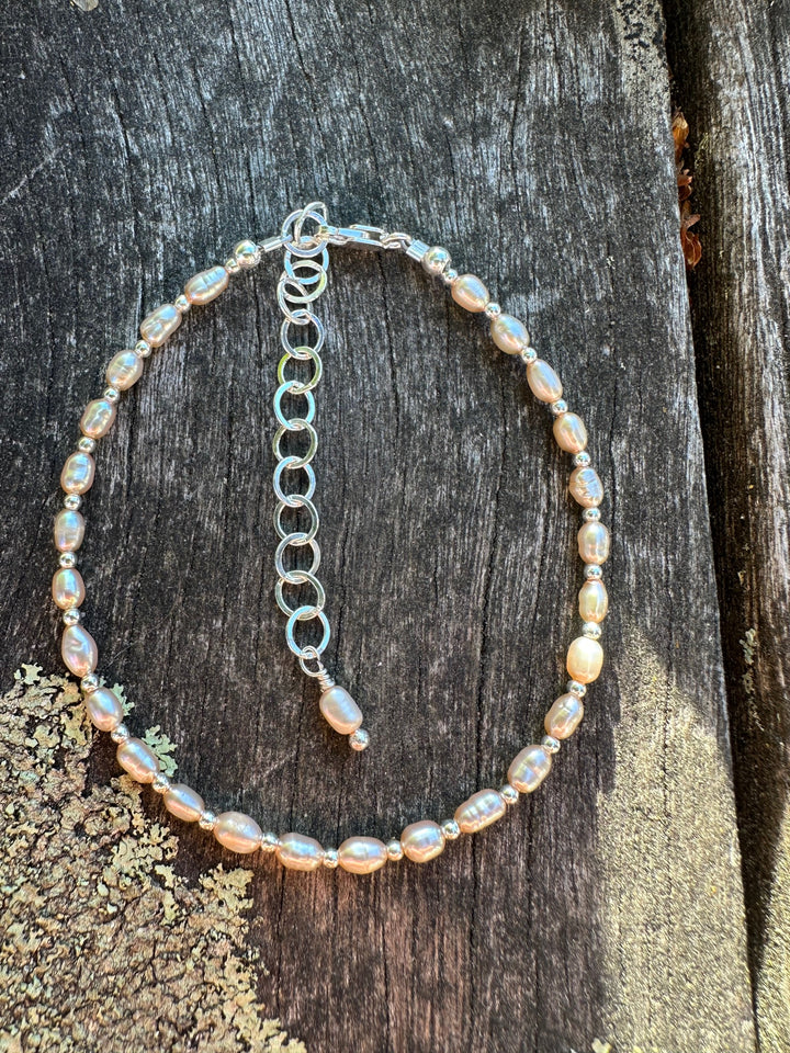 Pale pink rice pearls