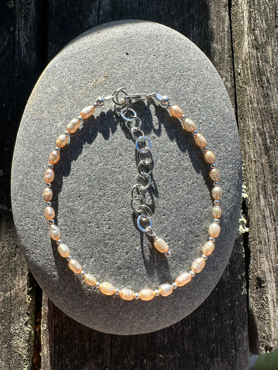 Pale pink rice pearls