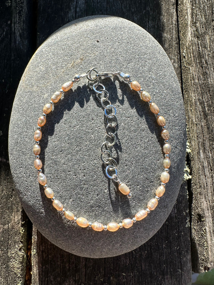 Pale pink rice pearls