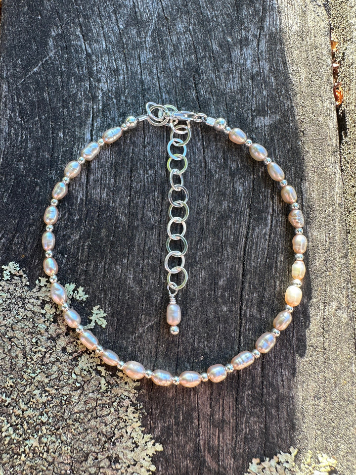 Pale pink rice pearls