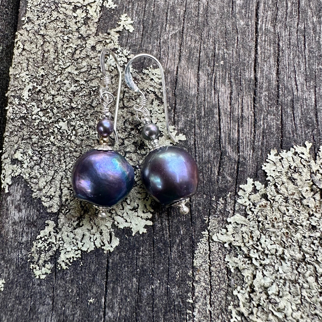 Peacock freshwater pearl earrings