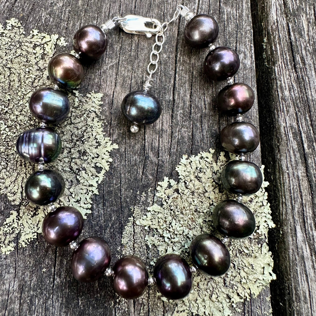 Large peacock freshwater pearl bracelet
