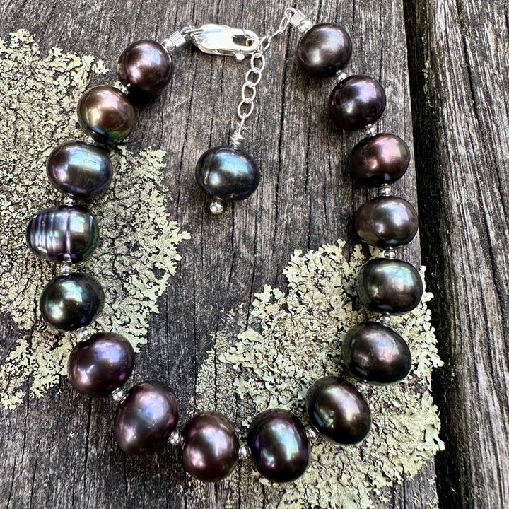 Large peacock freshwater pearl bracelet