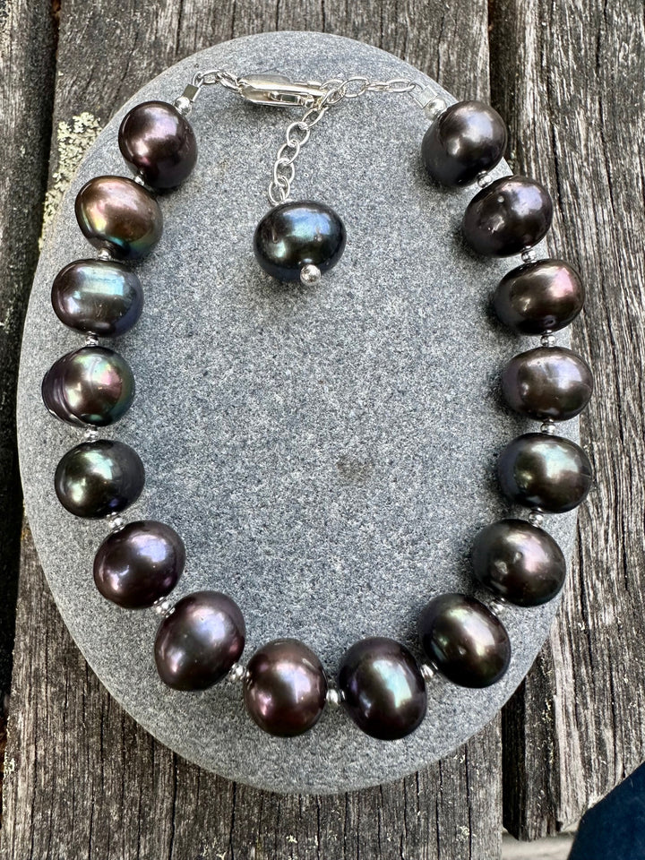 Large peacock freshwater pearl bracelet