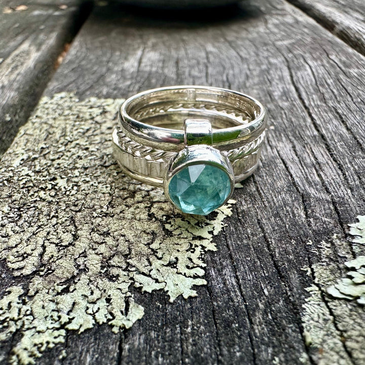 rose cut aquamarine unity ring