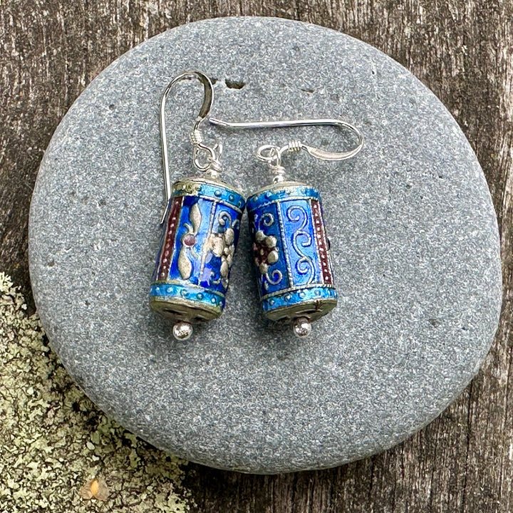Enamel & sterling earrings