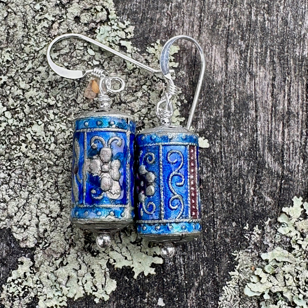 Enamel & sterling earrings