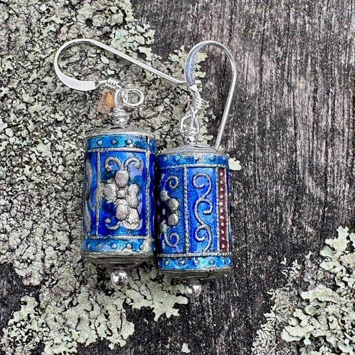 Enamel & sterling earrings