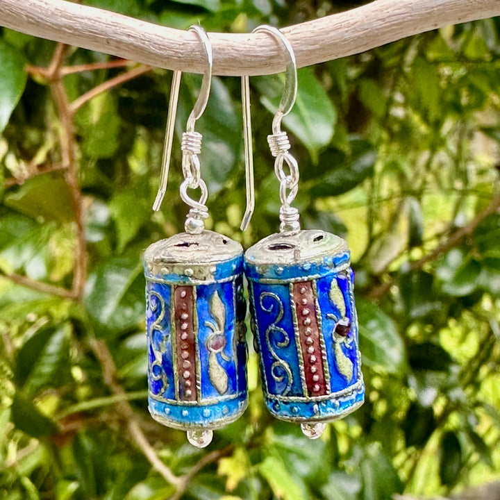 Enamel & sterling earrings