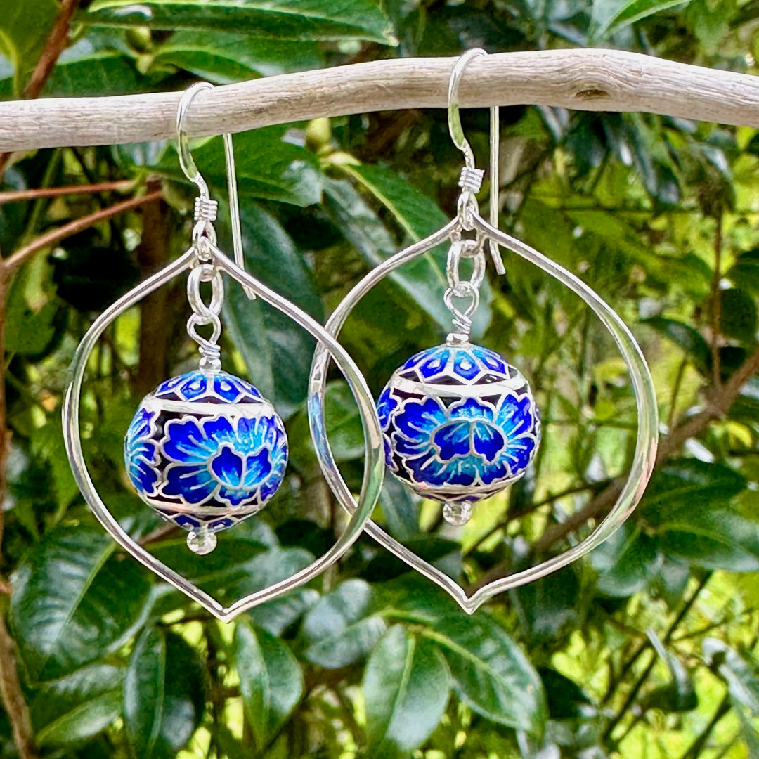 Enamel & sterling earrings