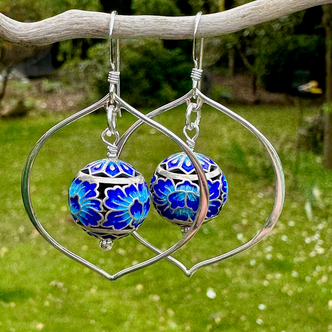 Enamel & sterling earrings