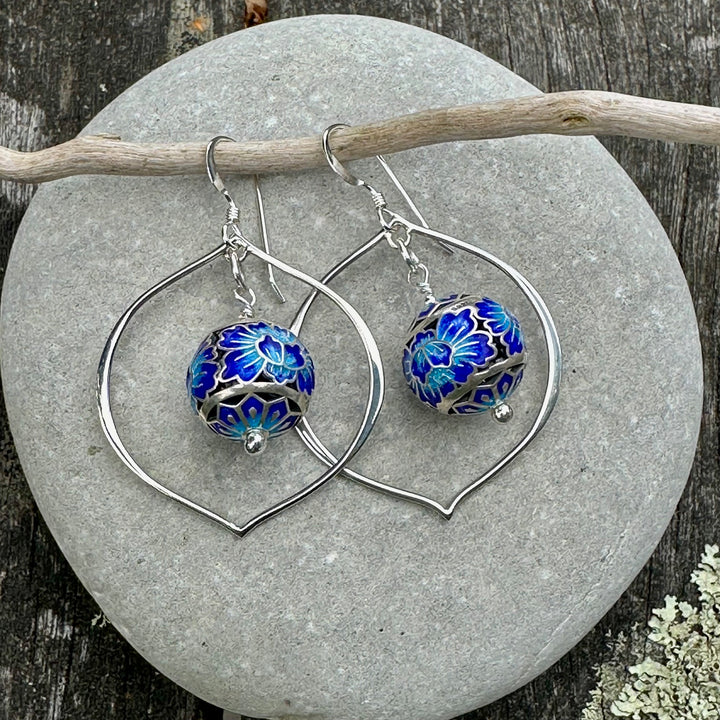 Enamel & sterling earrings