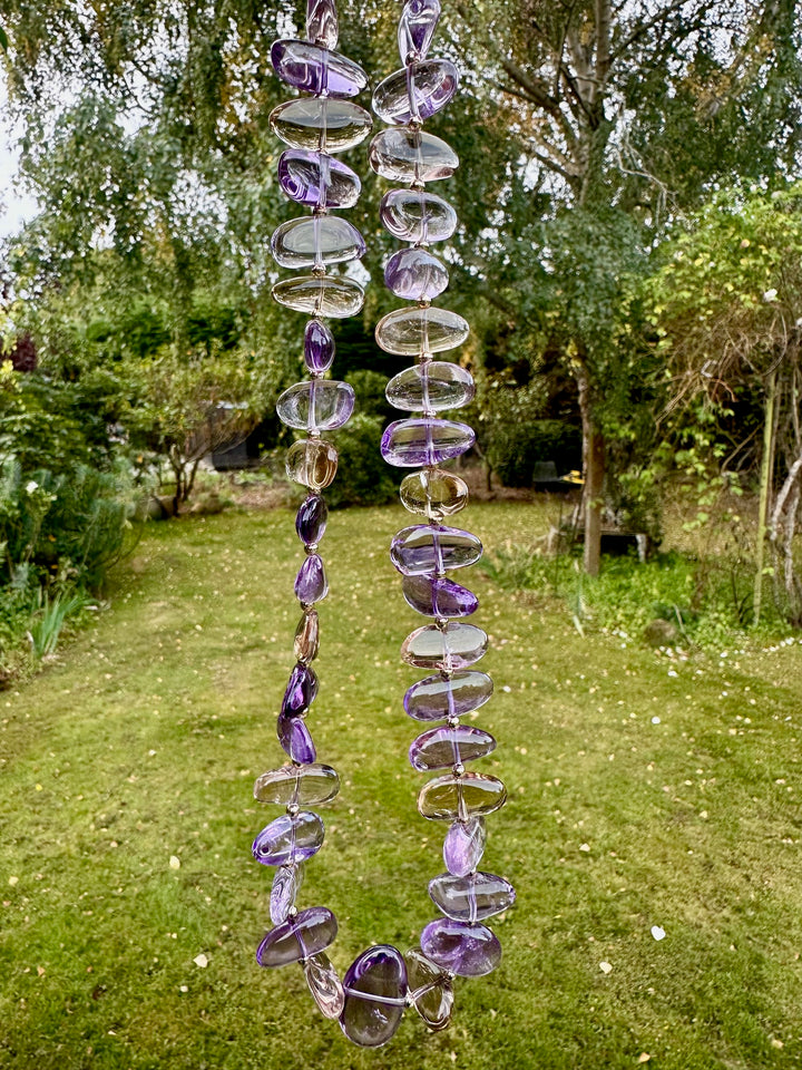 Amethyst & citrine smooth nugget necklace