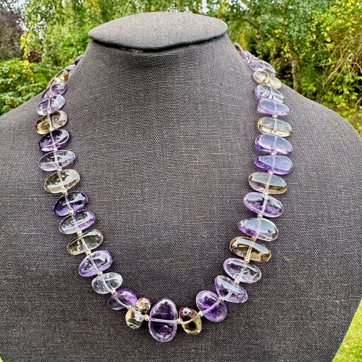 Amethyst & citrine smooth nugget necklace