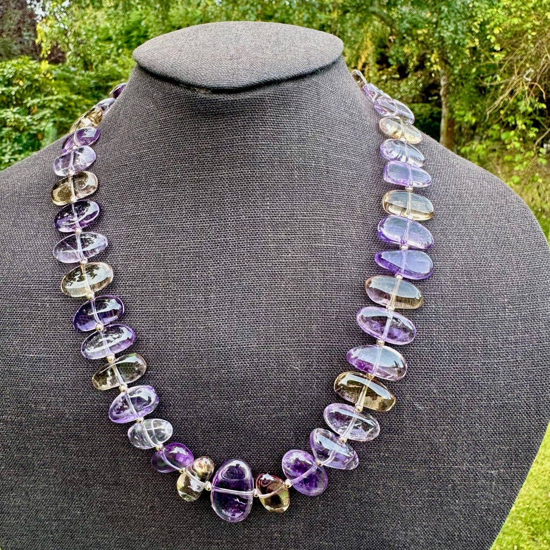 Amethyst & citrine smooth nugget necklace