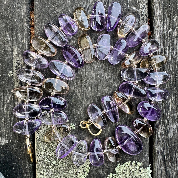 Amethyst & citrine smooth nugget necklace