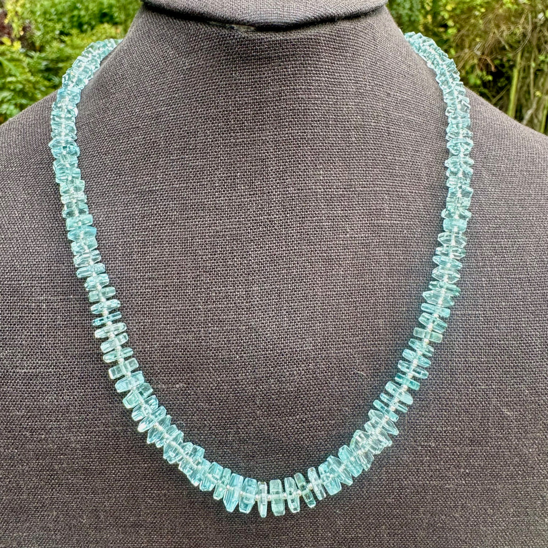 Faceted brazilian aquamarine rondel necklace