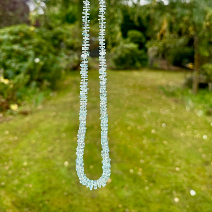 Faceted brazilian aquamarine rondel necklace