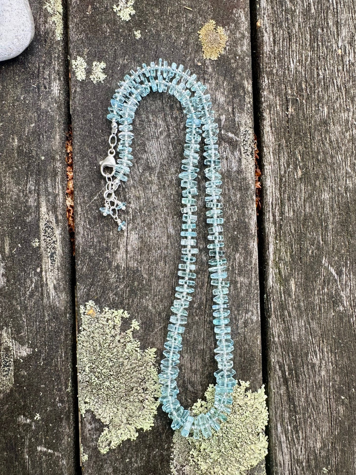 Faceted brazilian aquamarine rondel necklace