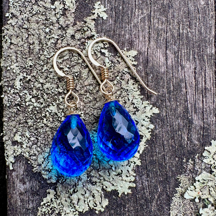 Large swiss blue topaz drop earrings