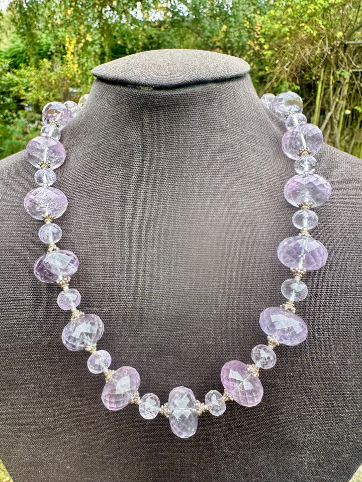 Faceted amethyst rondel necklace