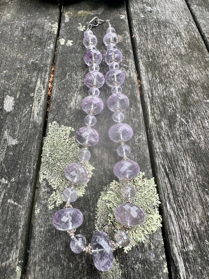 Faceted amethyst rondel necklace