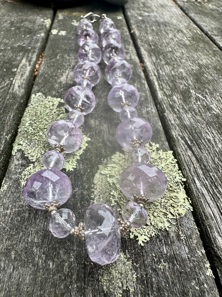 Faceted amethyst rondel necklace