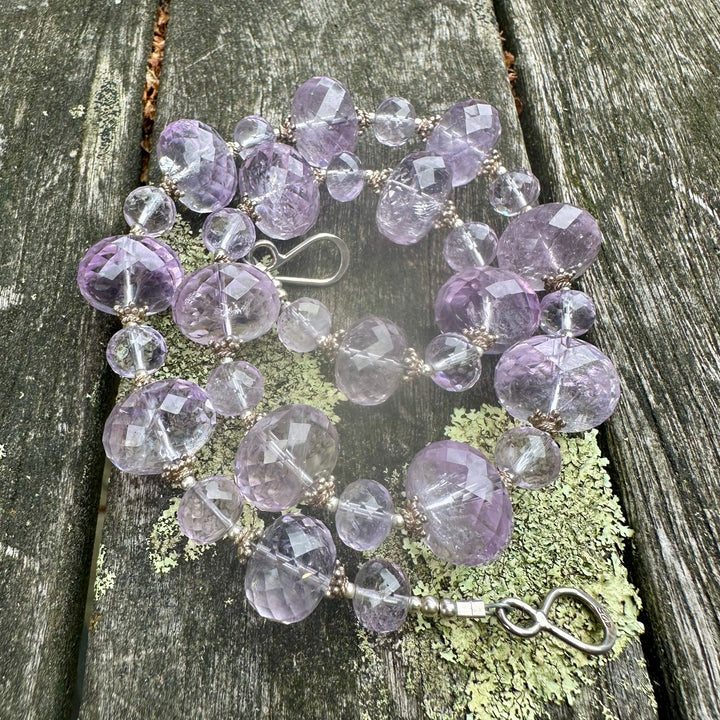 Faceted amethyst rondel necklace