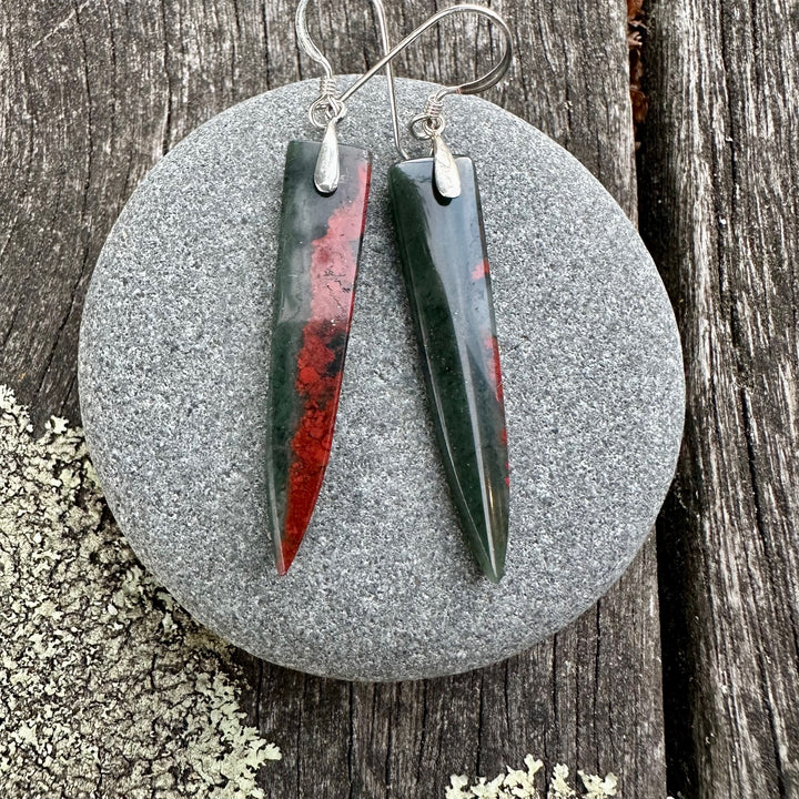 bloodstone dagger drop earrings