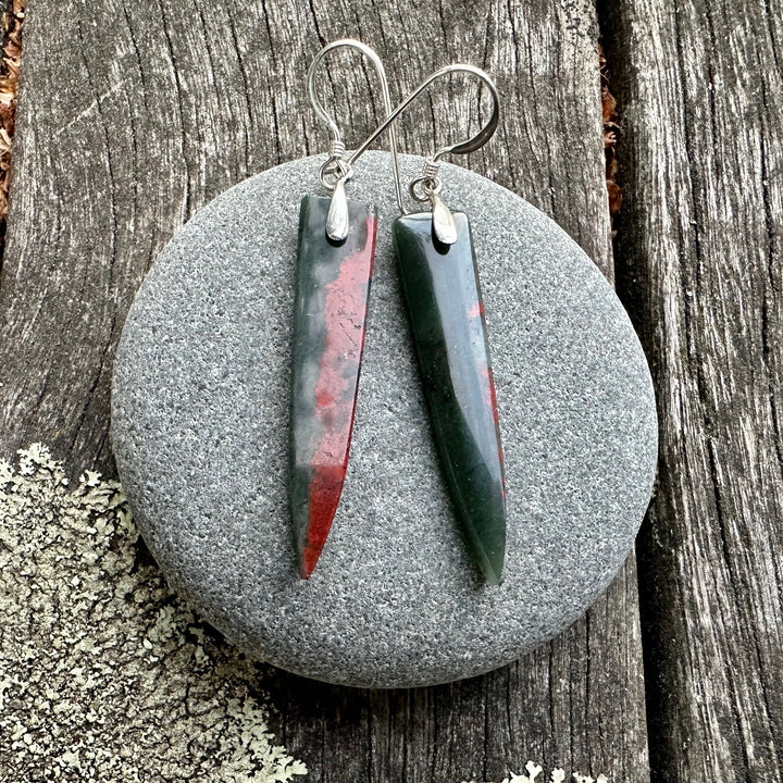 bloodstone dagger drop earrings