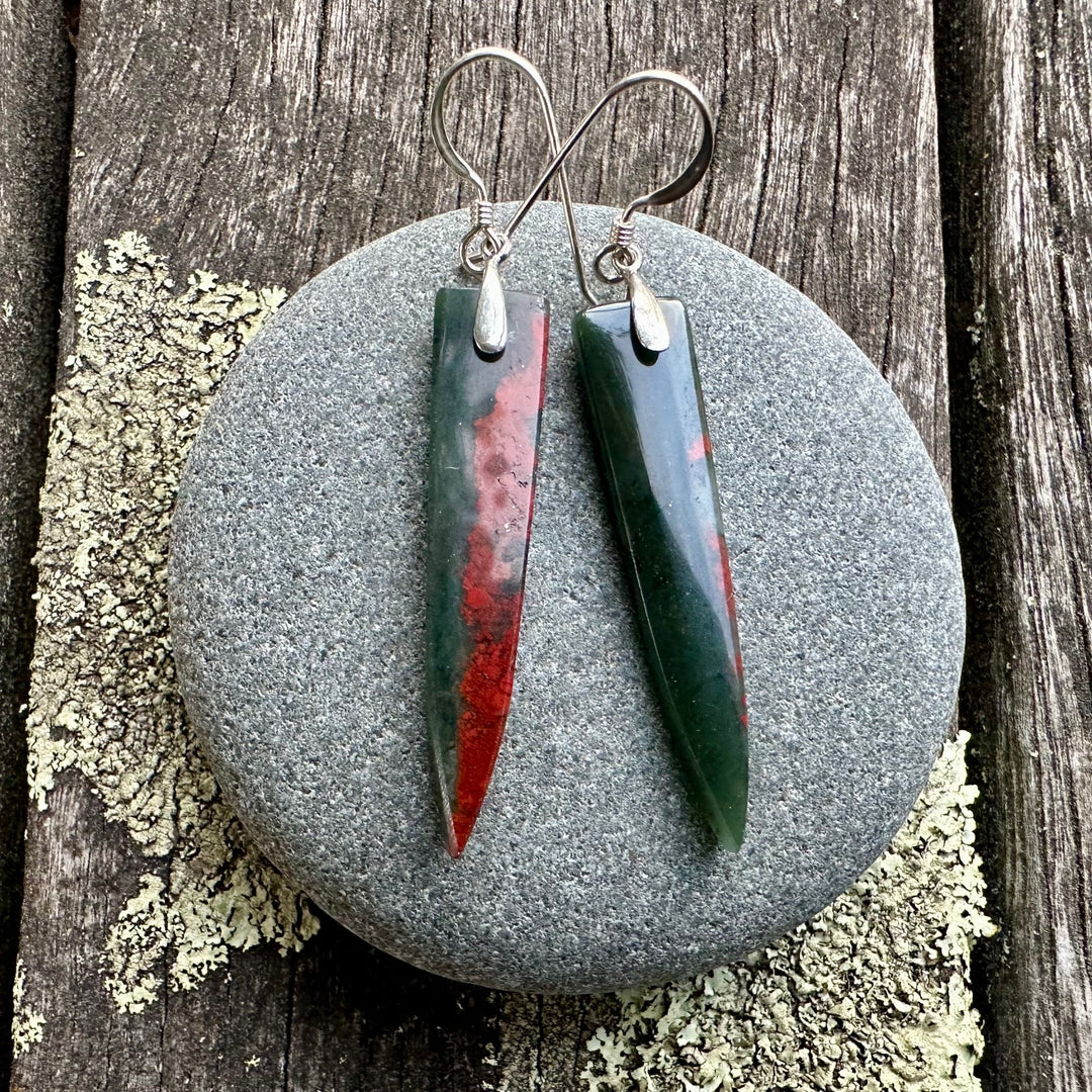 bloodstone dagger drop earrings