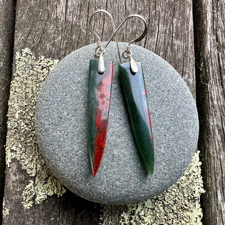 bloodstone dagger drop earrings