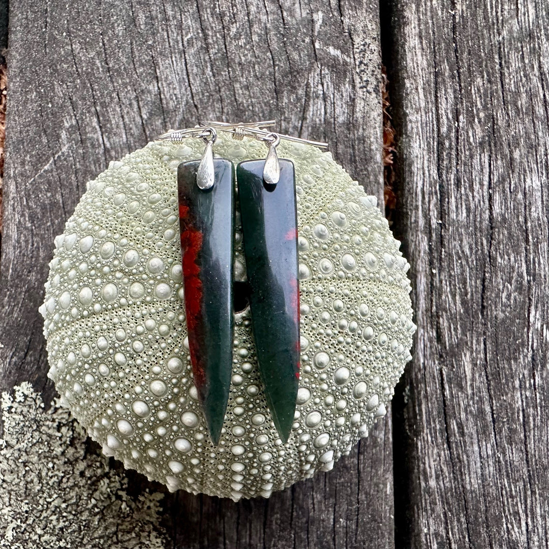 bloodstone dagger drop earrings