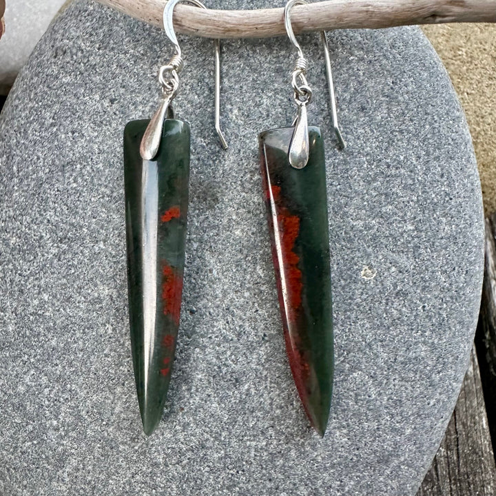 bloodstone dagger drop earrings