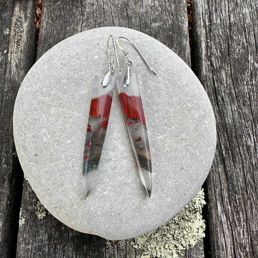 bloodstone dagger drop earrings