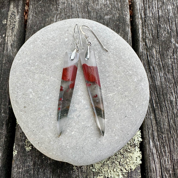 bloodstone dagger drop earrings