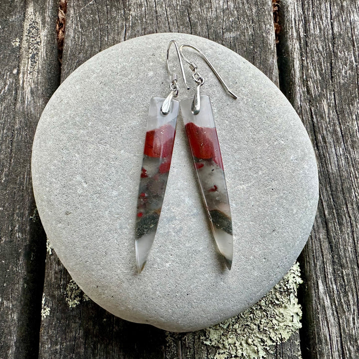 bloodstone dagger drop earrings