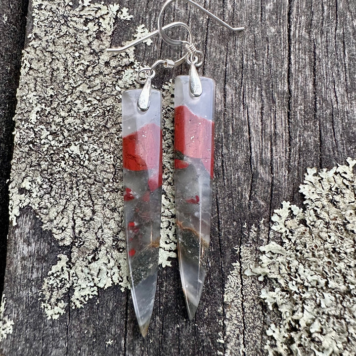 bloodstone dagger drop earrings